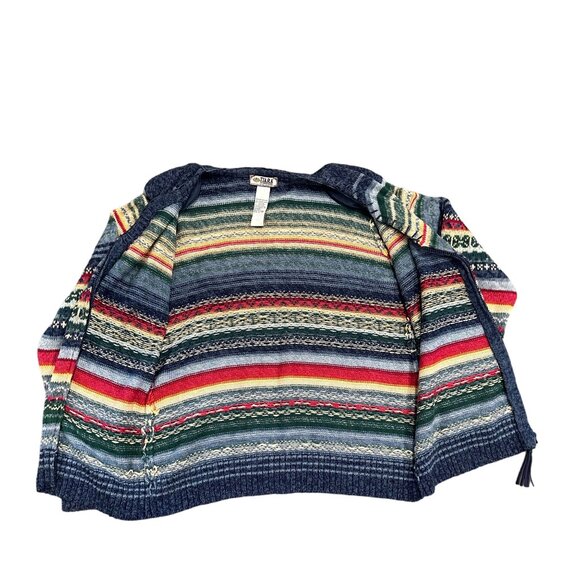 Vintage Tiara International Womens M Striped Tight Knit Sweater Full Zip Cotton - Picture 2 of 14